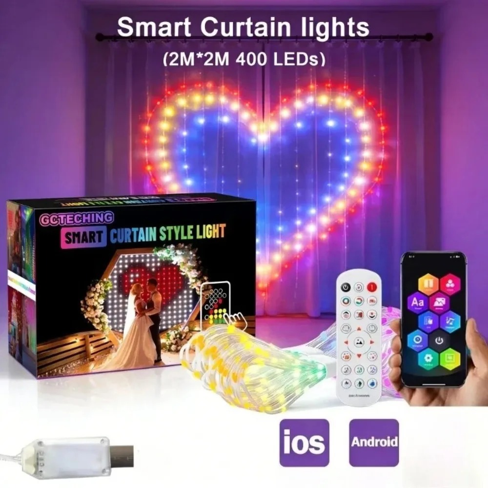 Outdoor Lighting And Decor - Luces LED de cortina de píxeles