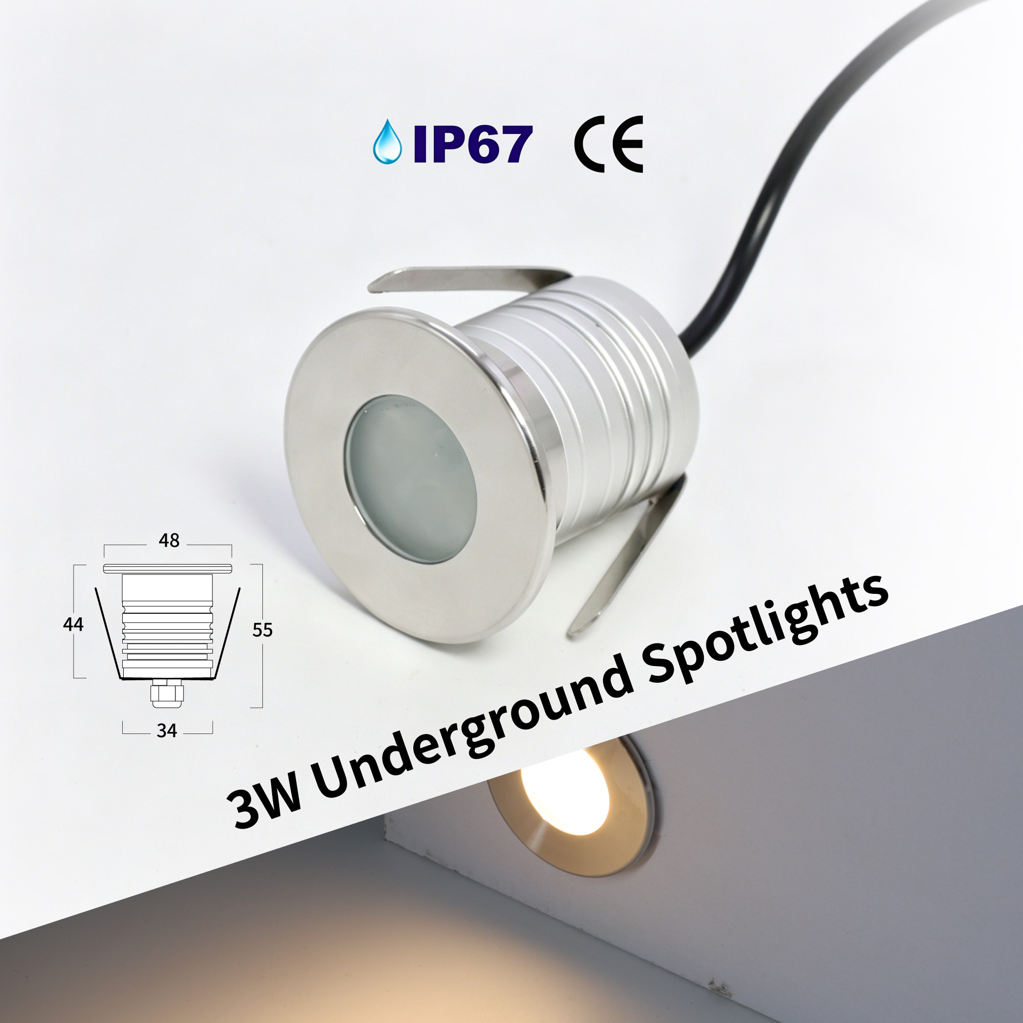 Pond Light Submersible - Luz LED subacuática para piscina, 3W,