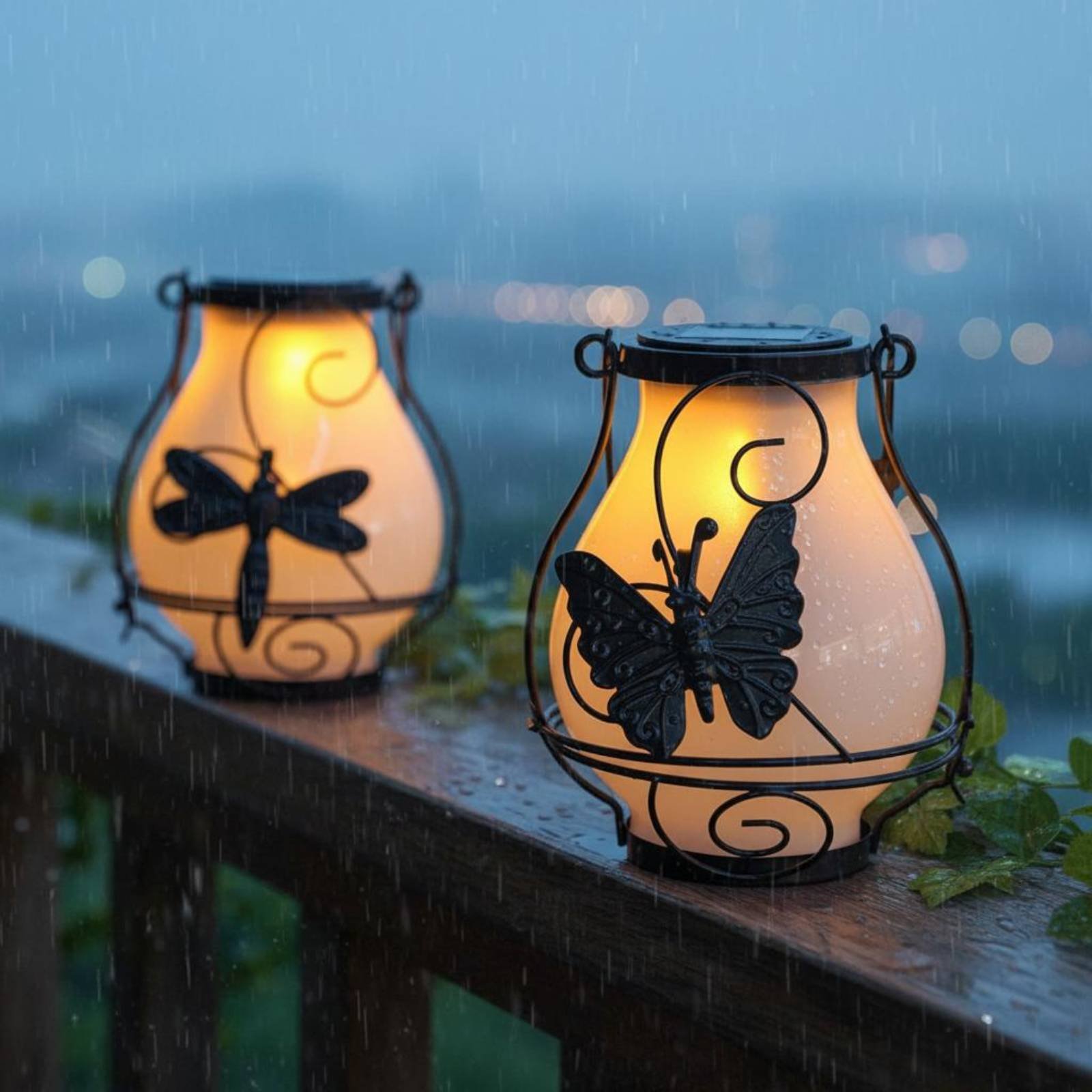 Outdoor Lighting And Decor - Linterna Solar con Forma de Mariposa,