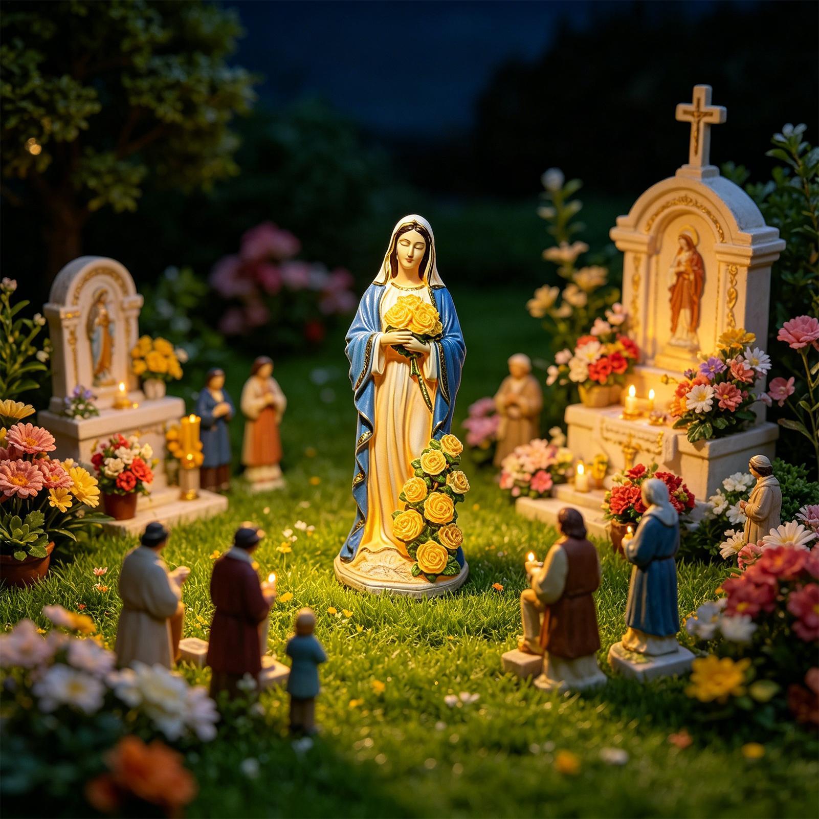 Estatua solar de la Virgen Mar - Outdoor Lighting Ground reseña y precio