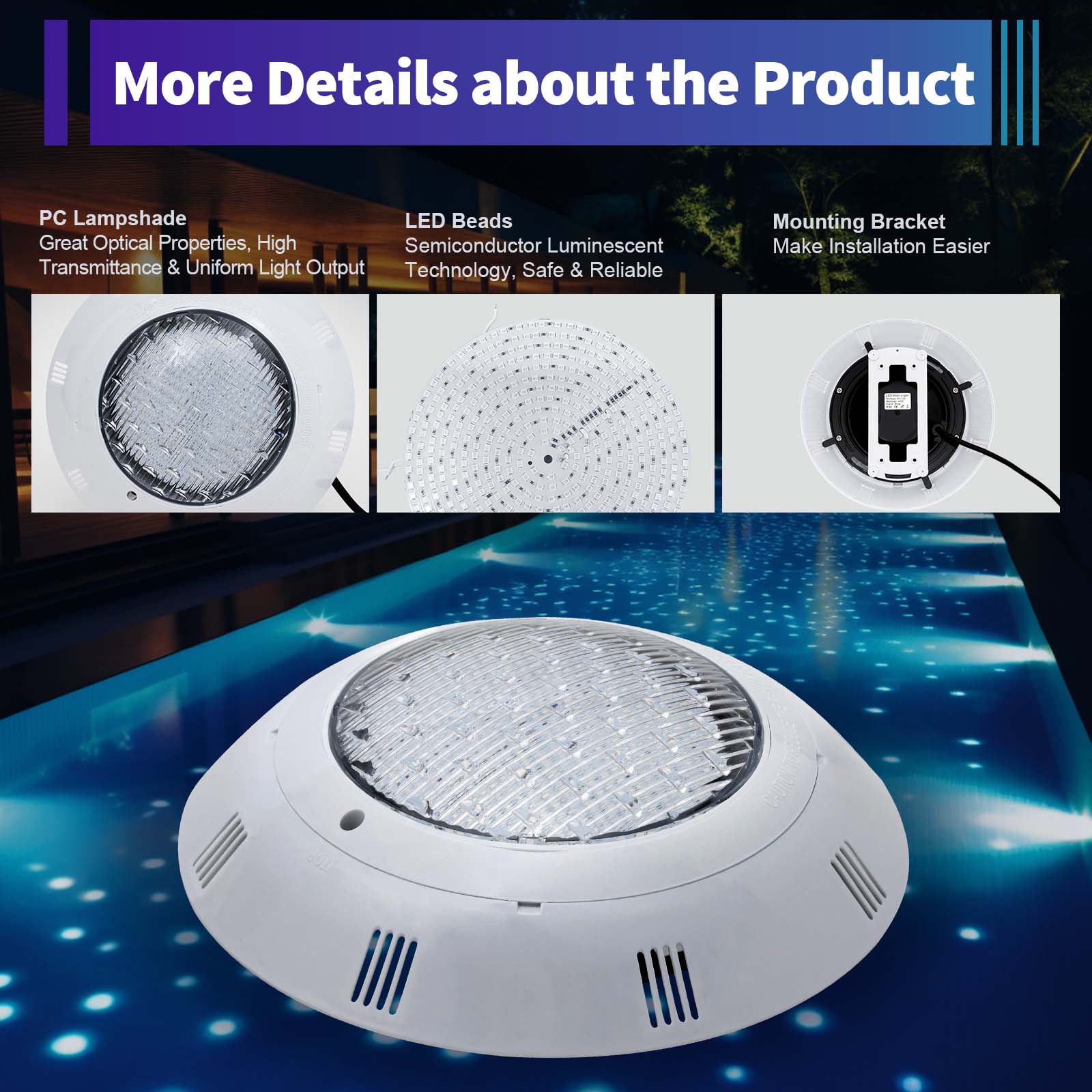 Luz LED para piscina RGB de 45 - Pond Light Submersible reseña y precio