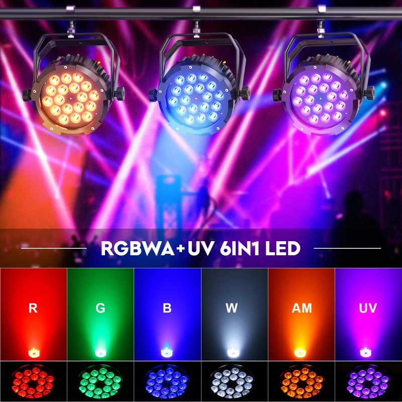 4 Luces Par LED RGBW UV de 18x - Outdoor Lighting Ip65 reseña y precio