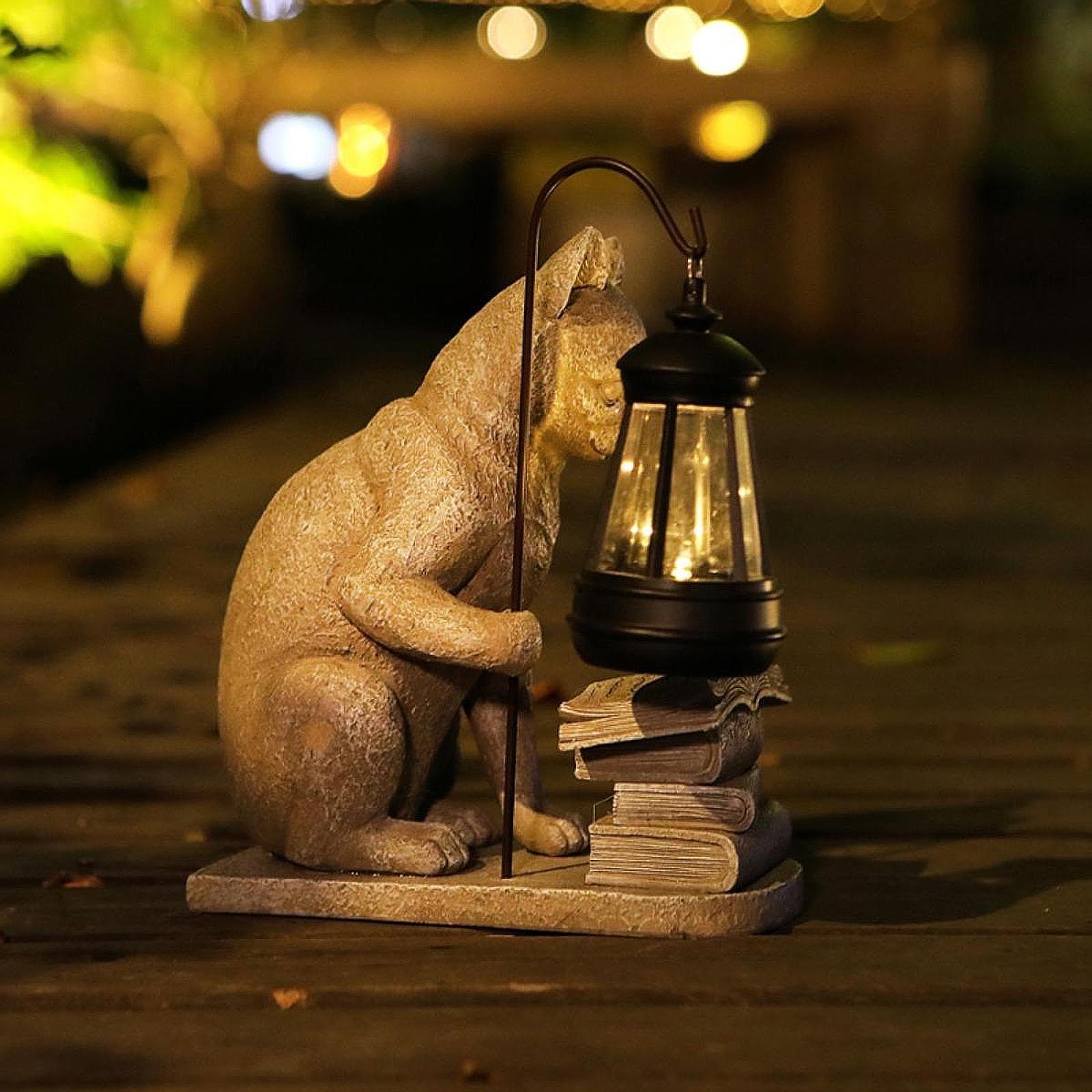 Mini estatua Solar de gato par - Outdoor Lighting Art reseña y precio