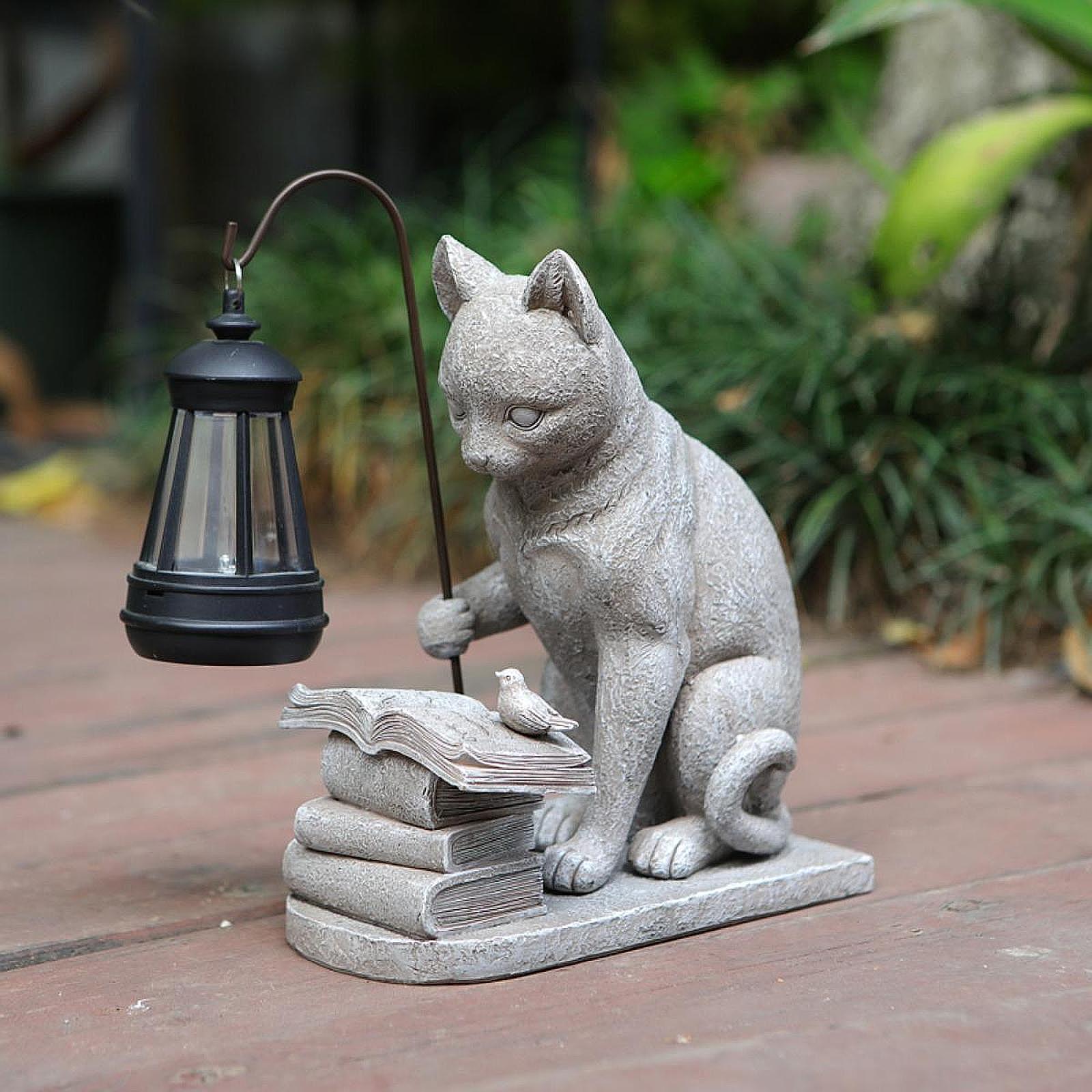 Mini estatua Solar de gato par - Outdoor Lighting Art reseña y precio