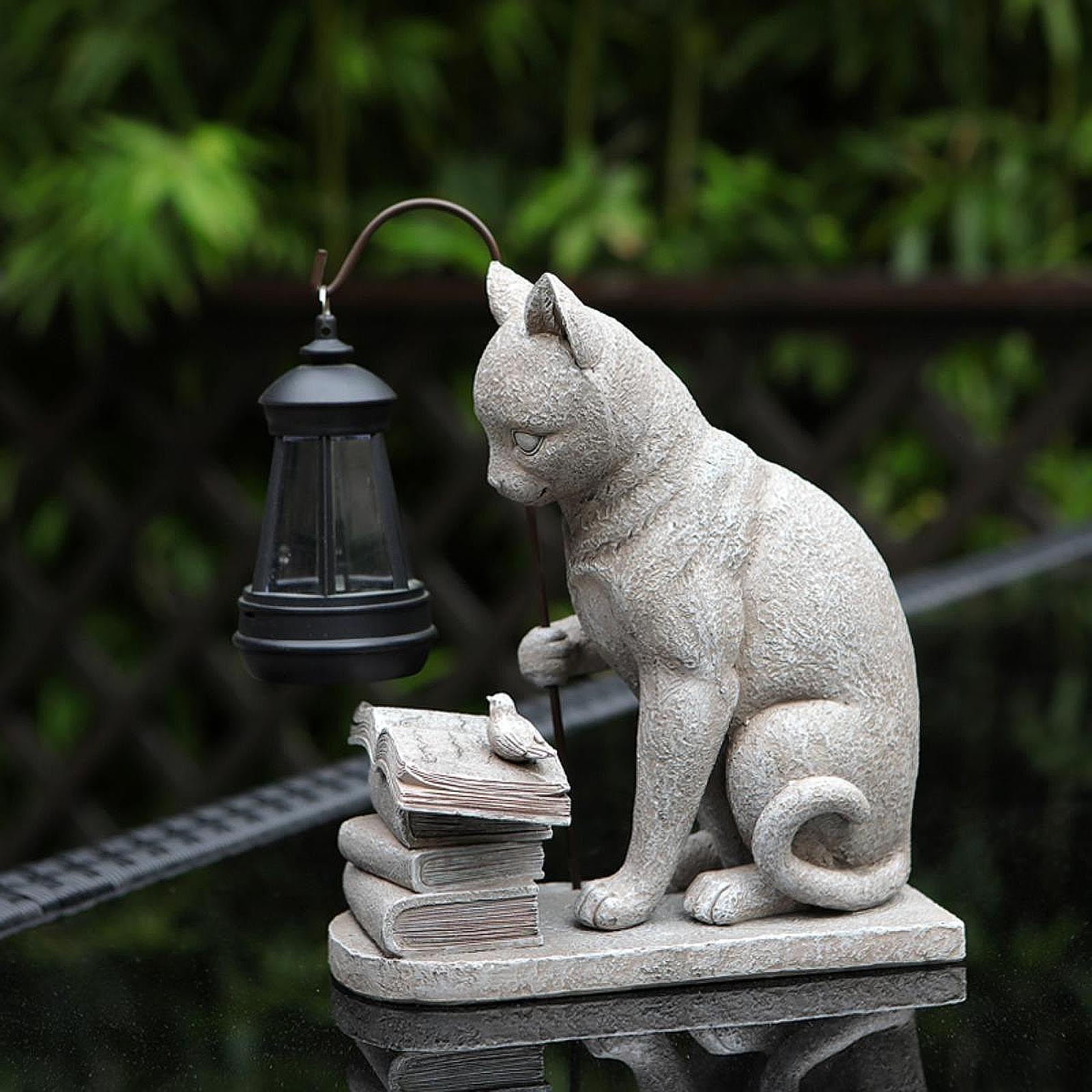 Mini estatua Solar de gato par - Outdoor Lighting Art reseña y precio