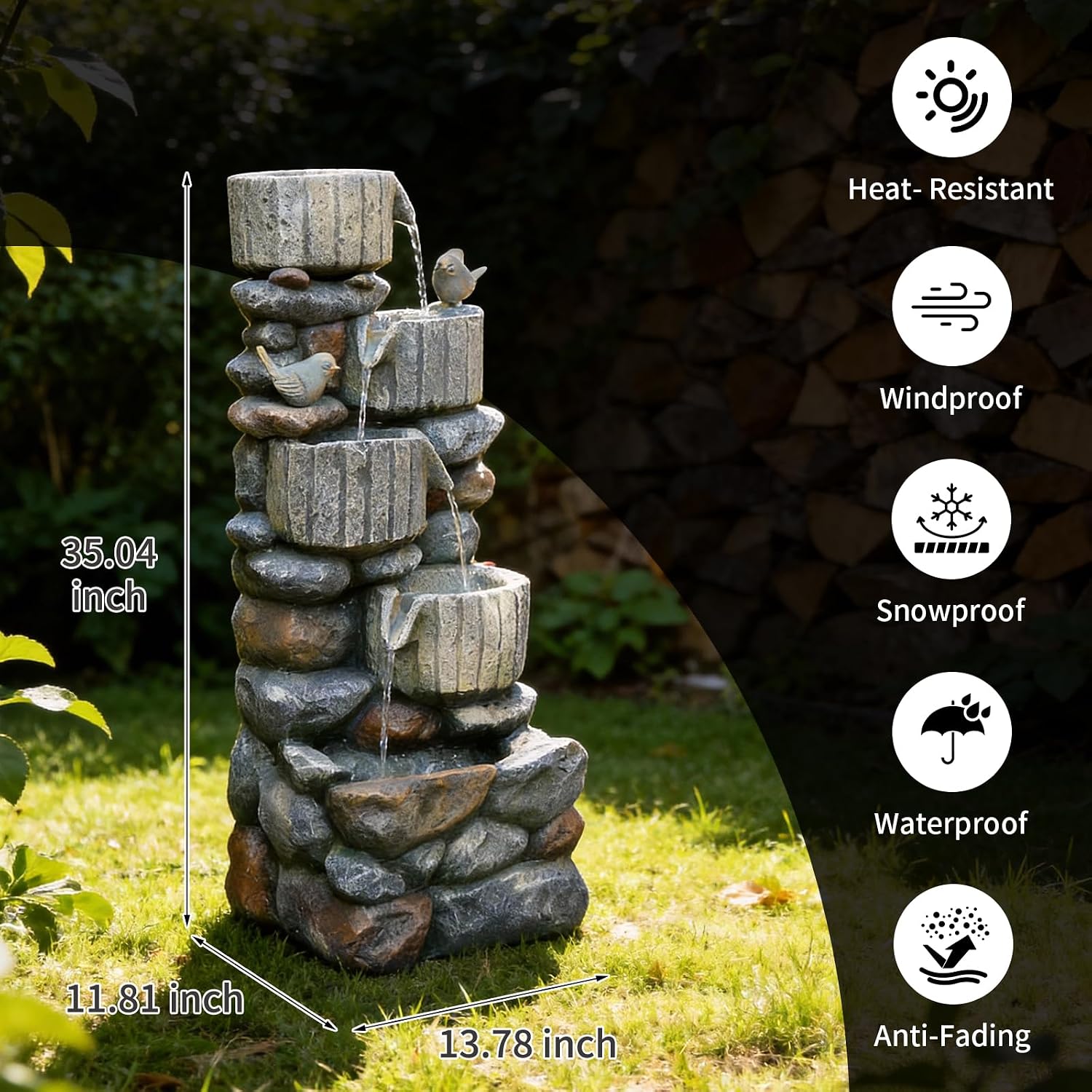 Fuente de Agua en Cascada de 5 - Outdoor Lighting Deck reseña y precio